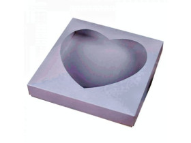 Коробка самозбірна 20*20*3,5см *Вікно-серце* біла
