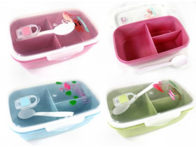 Ланч-бокс 9019, імпорт, з ложкою, 3 відділення, арт. 470024 (60 шт.)