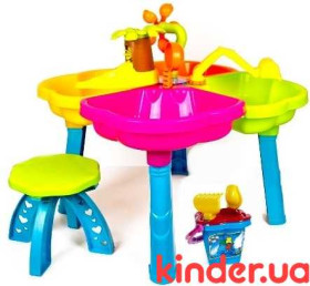 01-121 Песочный столик с набором, стульчиком (2шт)