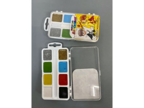 Акварель медова *Тетрада* 8 кольорів *Блискавка* ЗОЛОТО+СРІБЛО (54шт)