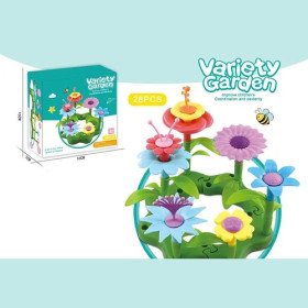 Конструктор B 6969 (144/2) “Квітковий сад”, 28 елементів, звивиста зелена основа, квіти, листочки