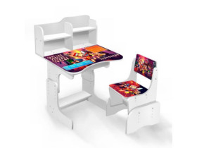 Парта шкільна 007 "Майнкрафт"  (1) 69 * 45 см, колір білий, + 1 стілець, з пеналом
