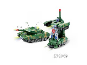 Танк HX 156 (72/2) "Трансформер", подсветка, звук, колеса свободного хода, в коробке