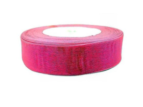 Стрічка органза, 2,5 см, рожева, 43 м
