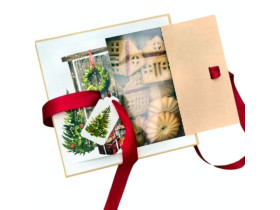 Коробка самозбірна новорічна, 21×21×6 см, "Ялинка", з дверцятами