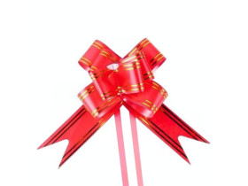 Бант на затяжках 10см, червоний 10шт/уп 7039-0074