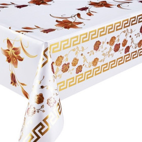 2934 Клеенка ПВХ прозр.с рисунком зол/сер Калейдоскоп 1,37*20м