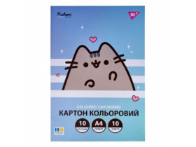 Картон кольоровий односторонній Yes "Pusheen", 10 аркушів 955463
