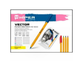 Ручка масляна HO-600 Hiper Vector 0.7мм червона (50шт)