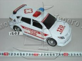 Машинка 1207 (120шт) инер-я, скорая помощь, в шарике, 17-25см