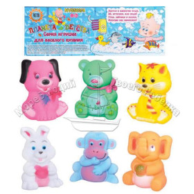 HU Пищалка 621-6 Р (144шт) 6шт, животные, в кульке, 22-26см