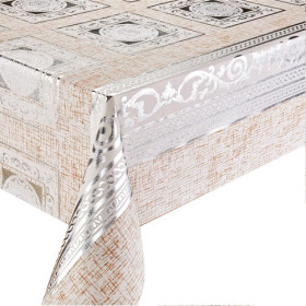 2941 Клеенка ПВХ прозр.с рисунком зол/сер Калейдоскоп 1,37*20м