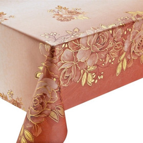 2937 Клеенка ПВХ прозр.с рисунком зол/сер Калейдоскоп 1,37*20м