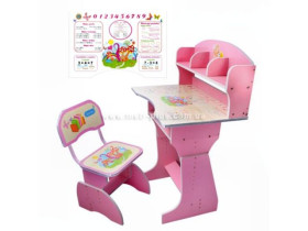 Парта HB 2070-02 (1шт) регулир-я высота, со стульчиком, розовая