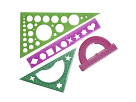 Набір геометричний з 4-х предметів,лінійка 20см