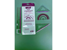 Набір лінійок 20см+ 2 трикутника+транспортир, бузковий,пластик ЛН06-15 (24шт) УМКА