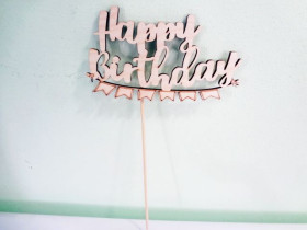Топер Happy Birthday з прапорцем (5 шт.)