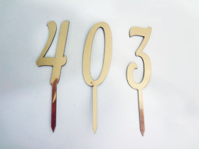 Топер акриловий, цифри 0-9, золото (10 шт./уп.)