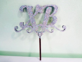 Топер для декору торта "ХВ", срібло (5 шт.)