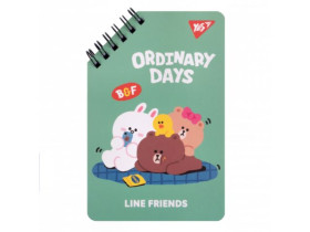Блокнот YES 95×145 мм, 60 арк., подвійна спіраль, «Line Friends Ordinary Days» 151757