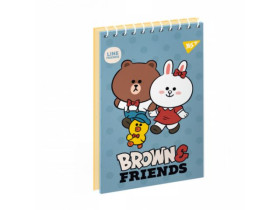 Зошит для записів YES А7, 80 арк., клітинка, одинарна спіраль, Line Friends 151968