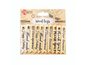 Набір дерев'яних тегів Santi з написами №1, 10 шт., 6,5×1,1 см, арт. 742491