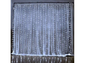 Гірлянда-штора "Водоспад", прозорий шнур, 280 LED, 3×2 м, біла, з перехідником, RB-51
