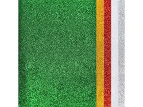 Фоаміран 1,5мм МІКС КОЛЬОРІВ ГЛІТЕР клейова основа GL-EVA-1,5--MIX А4 5арк