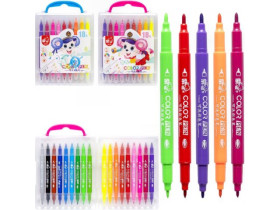 Фломастер двосторонній 18 кольорів 249-18 у пластиковому боксі