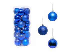 Набір куль новорічних 24 штуки D4см "Синій" тубус (1уп)