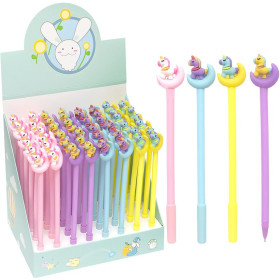 Ручка гелева синя 6048 / И-6530 Єдиноріг на місяці (48шт)