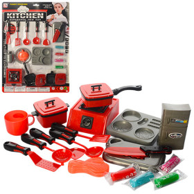 Посуда 0099-3 (48шт) пластилин 4цвета  на листе, 37-51-5см