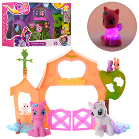 Домик 3210 B (24шт) LP пони 2шт-8см (1шт свет),2 вида,в кор-ке,34-21-9см