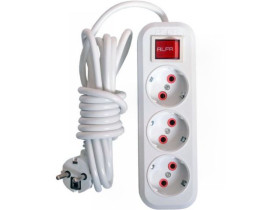 Подовжувач електричний з вимикачем, євро, 3 м / 3 розетки, RLFR303