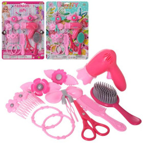 Набор парикмахера HC196J-306J (48шт)фен расчески заколочки  ножницы  на листе 25-35-4см