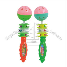 Погремушка 2108 (384шт) 2шт, ручная, в шарике, 17см