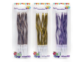 Набір свічок для торта Хвиля Металік 12шт/12см 1049 (1уп/60уп)