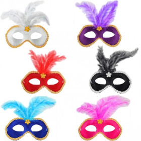 Маска замшев.на завяз.с перьями