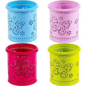 Стакан настольний металл МЕТЕЛИК  кольоровий 10*8см (12шт) 3548