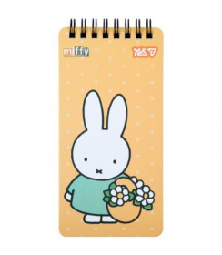 Блокнот Yes 80x160 мм, 60 арк. подв. спіраль "Miffy Flowers", клітинка 152204