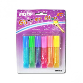 Клей з блистками "С" 6мл "Pasco" НЕОН 6 кльорів