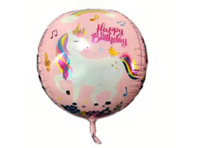 Кулька фольгована 3D Happy Birthday Єдиноріг 28*56см 3365-0016