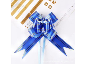 Бант на затяжках 10см, синій 10шт/уп 1705-0008