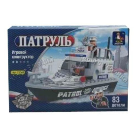ZY Конструктор AUSINI 23309 (96шт) Полицейский катер, 83 дет, в кор-ке, 19-13-4,5см