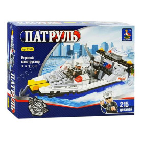 ZY Конструктор AUSINI 23501 (72шт) полиц. катер, 215 дет, уровень сложности ***, в кор-ке, 26-5-19см