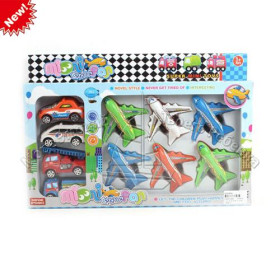 Набор транспорта CY 379 K (72шт) инер-й, 4 машинки+6 самолетов, в кор-ке, 38-26-5см