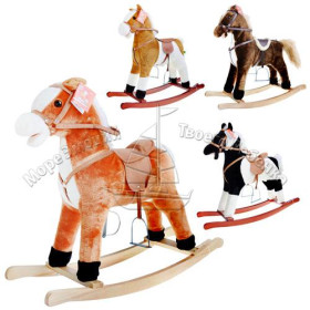 Качалка M 0332 U/R (4шт) лошадка, 4 вида, шевелит ртом и хвостом, звук, на бат-ке, 78-28-68см