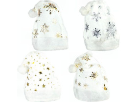 Шапка новорічна біла, арт. 6241-22 (12 шт.)