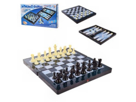 Шахи 8899 (36шт/2) 3в1 шашки, нарди, короб. 32 * 18см