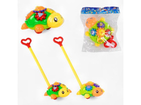 Каталка Черепашка 0391 (48/2) 2 види, з дзвіночком, з ручкою, в пакеті